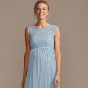 David's Bridal Maternity Bridesmaid Dress Blue